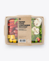 Paper Food Container With Vegan Lunch Mockup