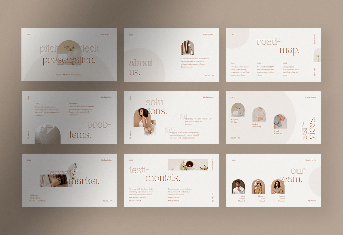 Soft Beige Simple Elegant Pitch Deck Presentation Canva