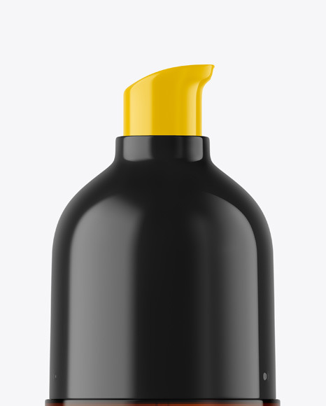 Amber Cosmetic Bottle with Pump Mockup