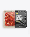 Plastic Tray With Glossy Film &amp; Chorizo Sausage Mockup