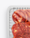 Plastic Tray With Matte Film & Chorizo Sausage Mockup