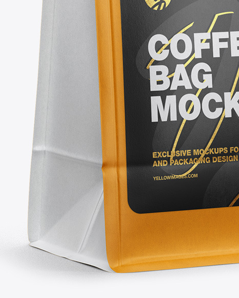 Matte Paper Coffee Bag with Valve Mockup