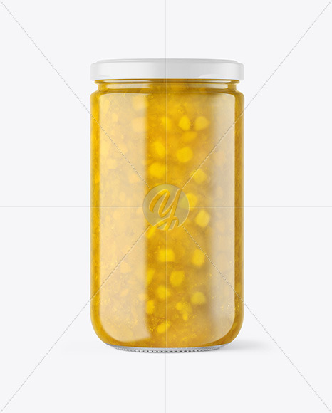 Clear Glass Jar with Pineapple jam Mockup