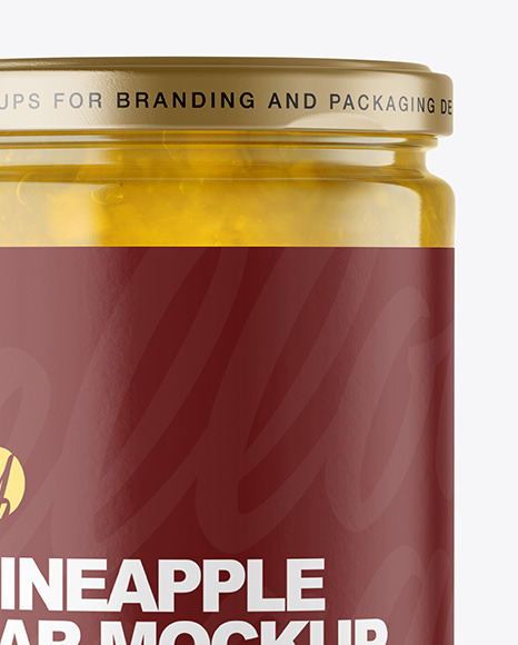 Clear Glass Jar with Pineapple jam Mockup