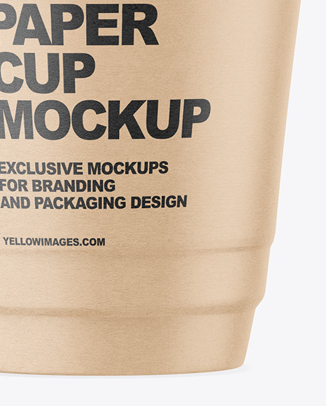 Kraft Paper Cup with Plastic Straw Mockup