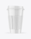 Glossy Coffee Cup With Holder Mockup