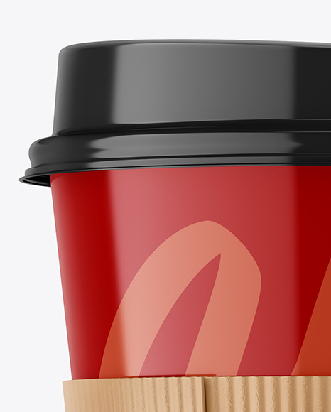 Glossy Coffee Cup With Holder Mockup