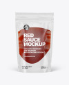 Clear Plastic Pouch w/ Red Sauce Mockup