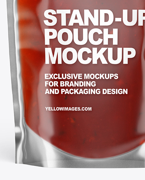 Clear Plastic Pouch w/ Red Sauce Mockup