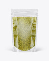 Clear Plastic Pouch w/ Pesto Sauce Mockup