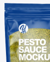 Clear Plastic Pouch w/ Pesto Sauce Mockup