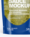 Clear Plastic Pouch w/ Pesto Sauce Mockup