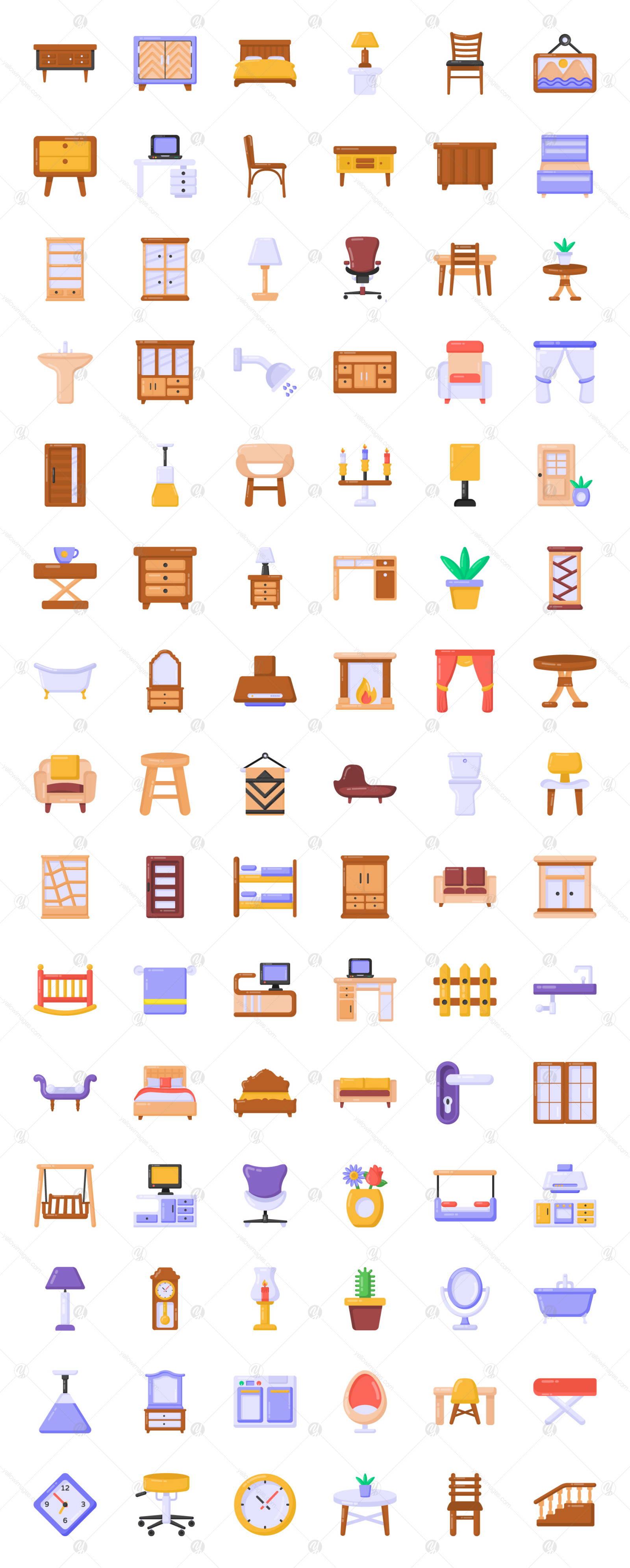 100 Flat Furniture Icons