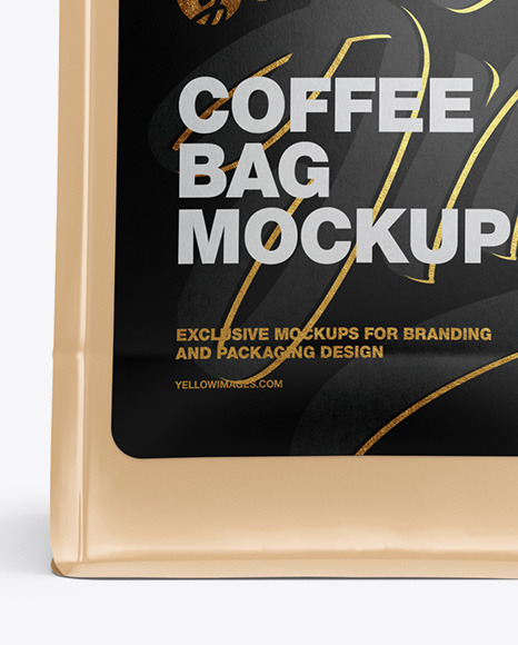 Glossy Coffee Bag with Valve Mockup