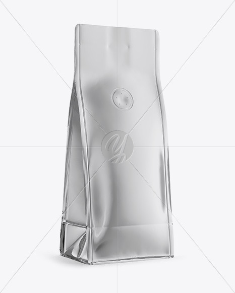 Glossy Metallic Coffee Bag with Valve Mockup