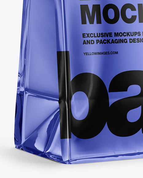 Glossy Metallic Coffee Bag with Valve Mockup