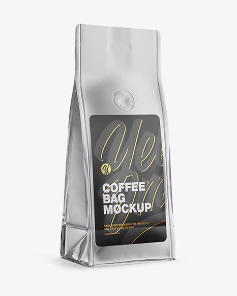Glossy Metallic Coffee Bag with Valve Mockup