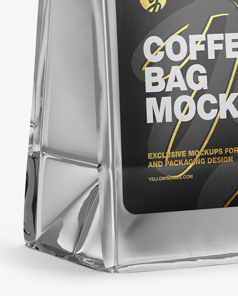 Glossy Metallic Coffee Bag with Valve Mockup