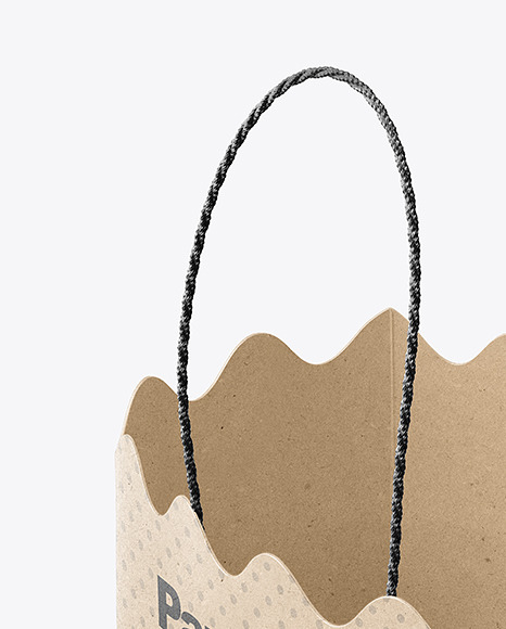 Empty Kraft Paper Basket with Handles Mockup