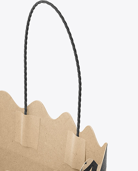 Empty Kraft Paper Basket with Handles Mockup