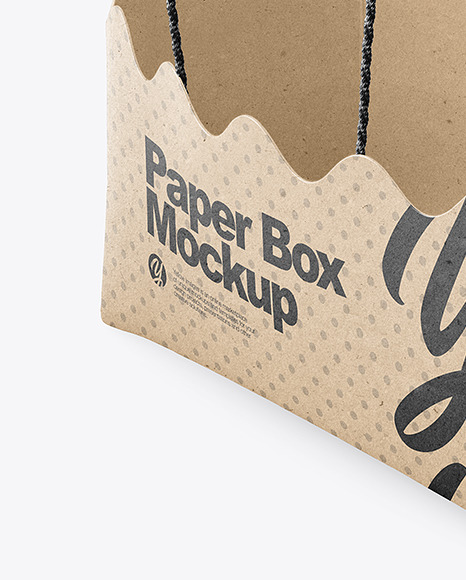 Empty Kraft Paper Basket with Handles Mockup