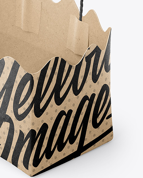 Empty Kraft Paper Basket with Handles Mockup