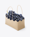 Kraft Paper Basket with Blue Grapes Mockup