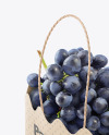 Kraft Paper Basket with Blue Grapes Mockup
