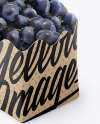 Kraft Paper Basket with Blue Grapes Mockup