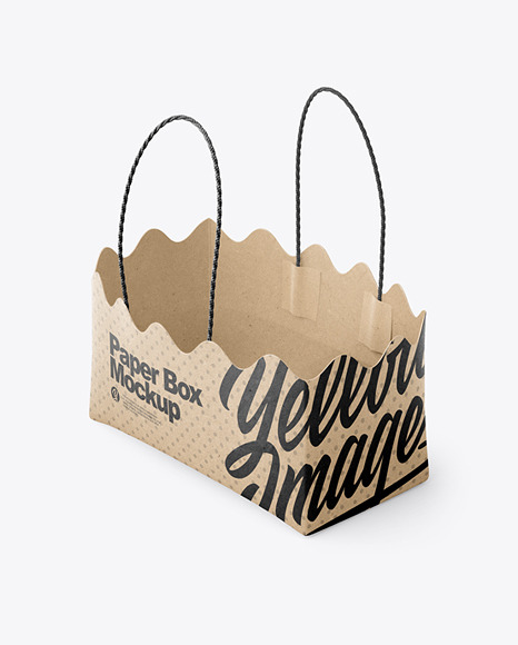 Kraft Paper Basket with Blue Grapes Mockup