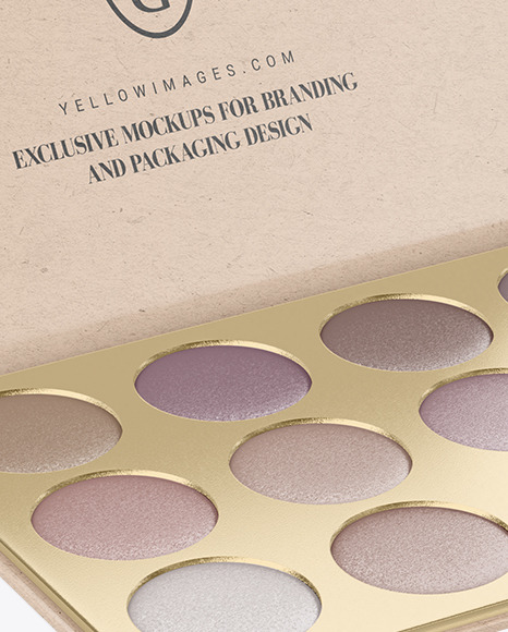 Eyeshadow Palette with Kraft Paper Box Mockup