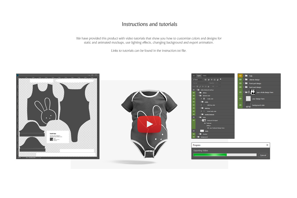 Baby Bodysuit Animated Mockup Baby Bodysuit Animated Mockup