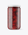 Clear Glass Jar with Strawberry Jam Mockup