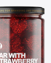 Clear Glass Jar with Strawberry Jam Mockup