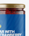 Clear Glass Jar with Strawberry Jam Mockup