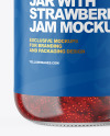 Clear Glass Jar with Strawberry Jam Mockup