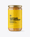 Clear Glass Jar with Wholegrain Mustard Mockup