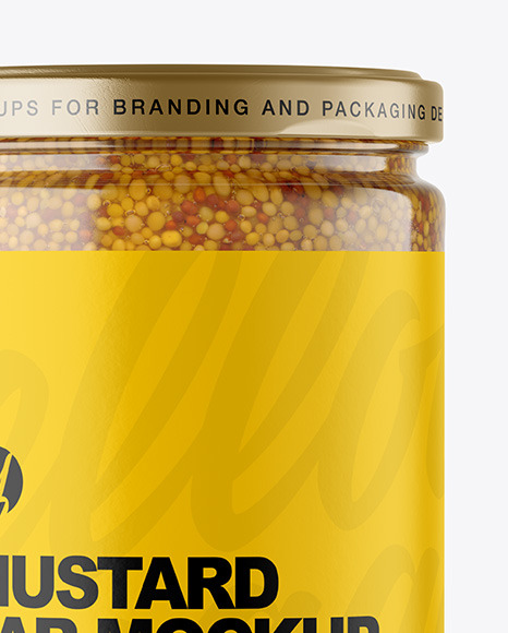 Clear Glass Jar with Wholegrain Mustard Mockup