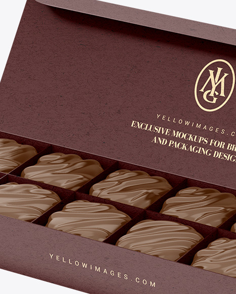 Kraft Paper Box of Chocolate Sweets Mockup