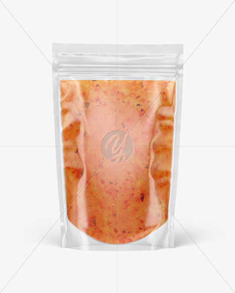 Clear Plastic Pouch w/ Sweet Chili Thai Sauce Mockup