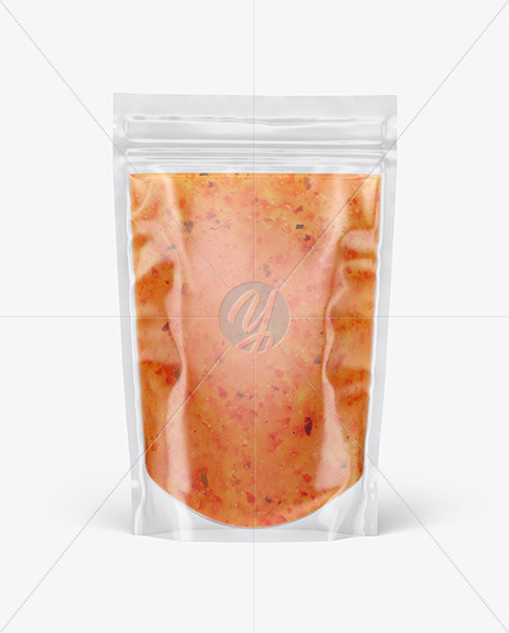 Clear Plastic Pouch w/ Sweet Chili Thai Sauce Mockup