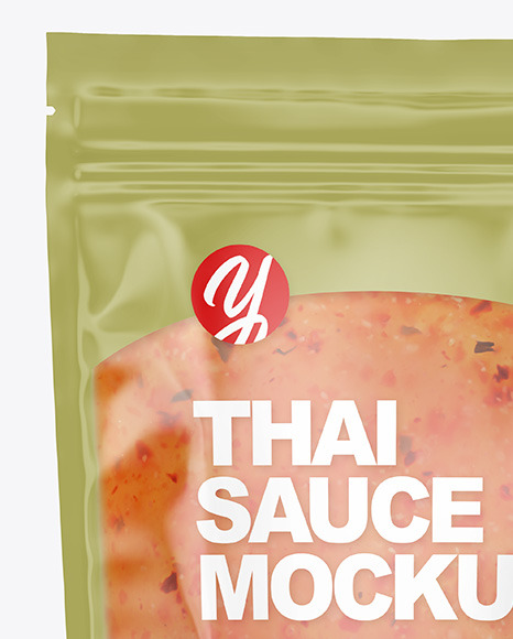 Clear Plastic Pouch w/ Sweet Chili Thai Sauce Mockup