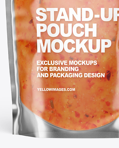 Clear Plastic Pouch w/ Sweet Chili Thai Sauce Mockup