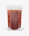 Frosted Plastic Pouch w/ Red Sauce Mockup