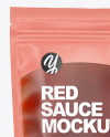 Frosted Plastic Pouch w/ Red Sauce Mockup