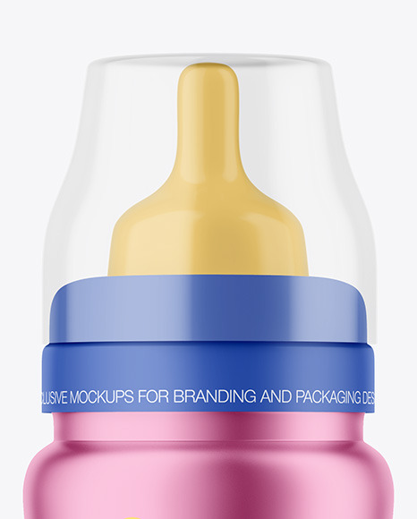 Matte Metallic Baby Bottle Mockup