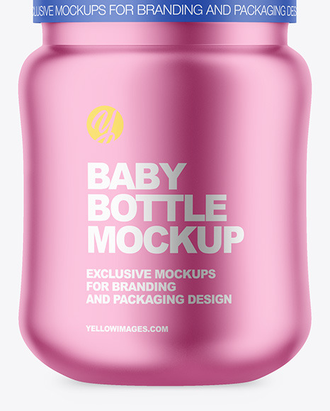 Matte Metallic Baby Bottle Mockup