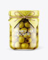 Glass Green Olives Jar with Paper Cap Mockup