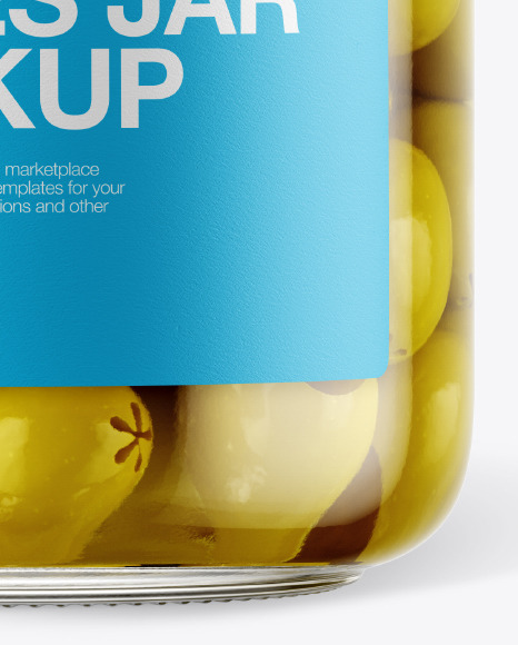 Glass Green Olives Jar with Paper Cap Mockup