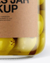 Glass Green Olives Jar with Paper Cap Mockup